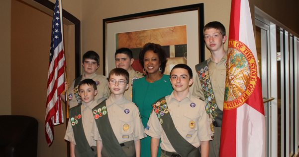 Jennifer with the and Boy Scouts