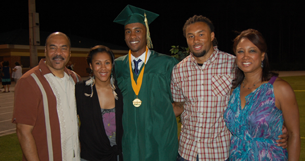 Jennifer  and family at son Necho's high school graduation