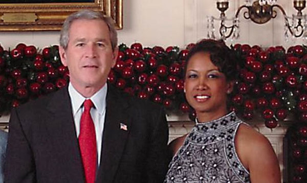 Jennifer and President George W. Bush celebrate the Christmas holiday